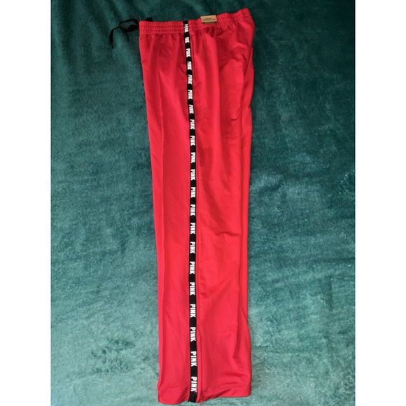 VS Pink Women's Size Medium Pink Track Pants Red - Picture 2 of 11